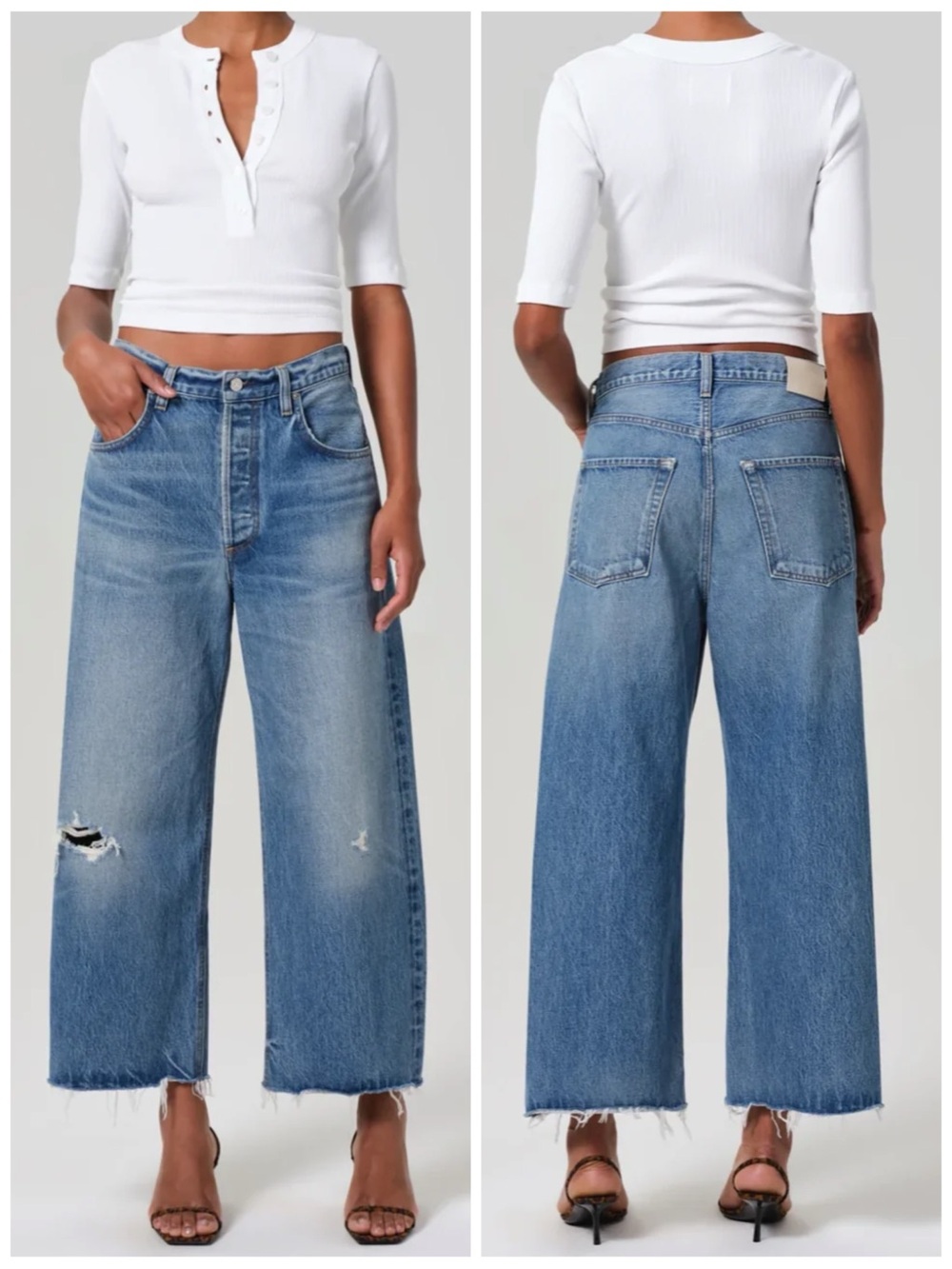 CITIZENS OF HUMANITY Women’s Size 28 Solano Wash Ayla Undone Hem Crop Jeans